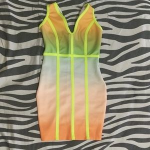 Ombre bodycon lime green dress